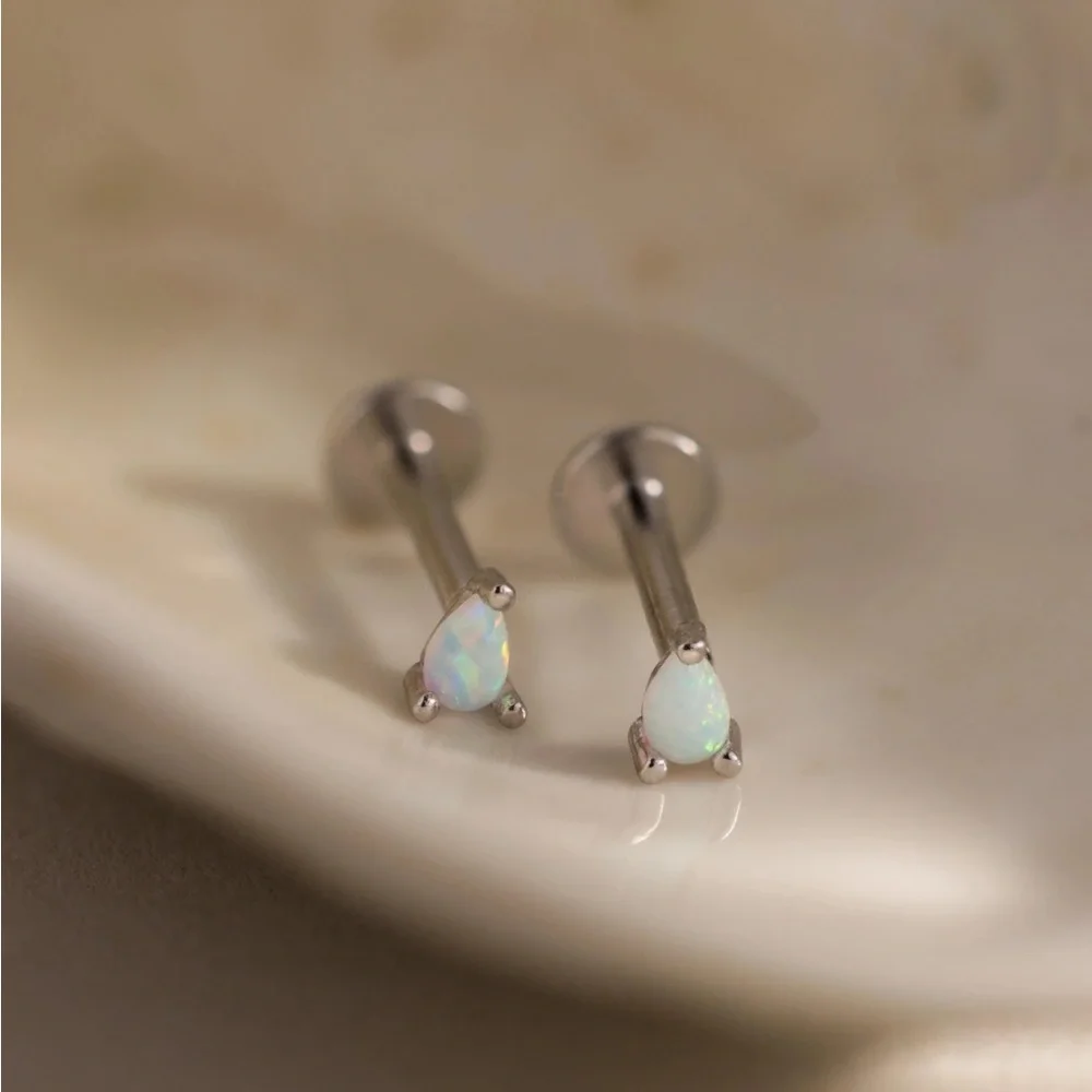 3 Pairs Silver Stud Flat Back Earrings by Caitlyn Minimalist - Picture 7 of 11